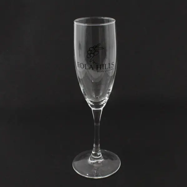 Lot of 2 Eola Hills Wine Cellars Clear Flute & Goblet Wine Glasses