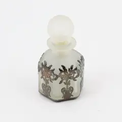 JBD Vintage-Style Perfume Bottle Dauber Frosted Glass Metal Filigree Overlay