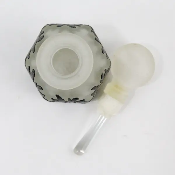 JBD Vintage-Style Perfume Bottle Dauber Frosted Glass Metal Filigree Overlay