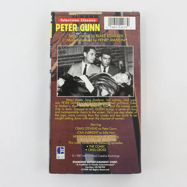Vintage Peter Gunn TV Classics VHS Tape 1987 (The Comic and Criss Cross) B&W