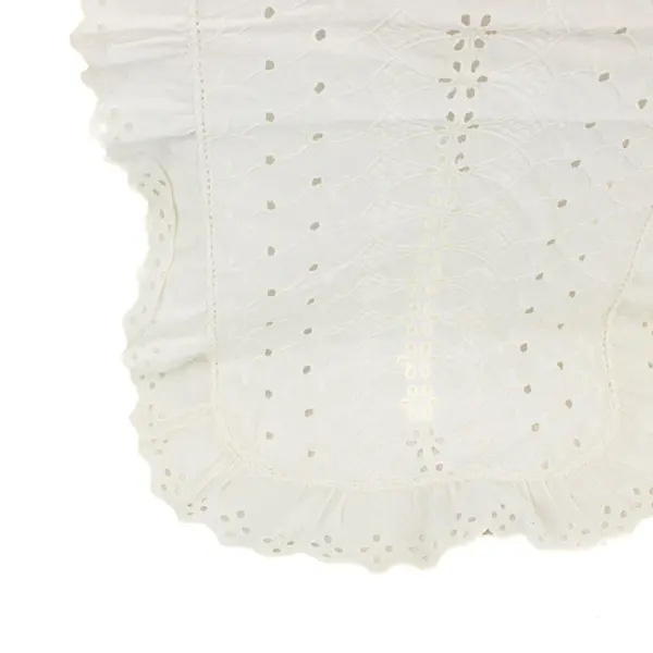 Vintage White Cotton Eyelet Lace Table Runner Ruffled Edge 72x14