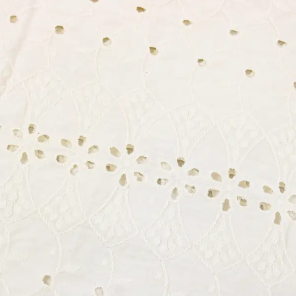 Vintage White Cotton Eyelet Lace Table Runner Ruffled Edge 72x14