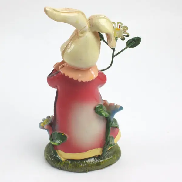 Easter Bunny Girl Figurine With Flowers 5.5 Inch