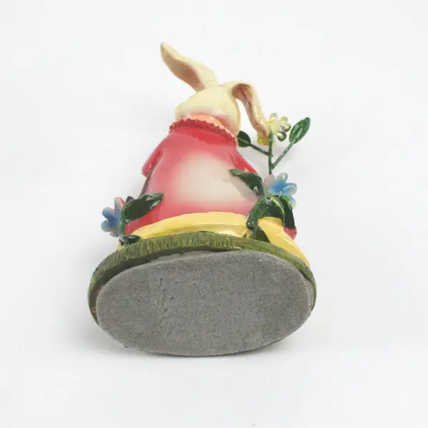Easter Bunny Girl Figurine With Flowers 5.5 Inch