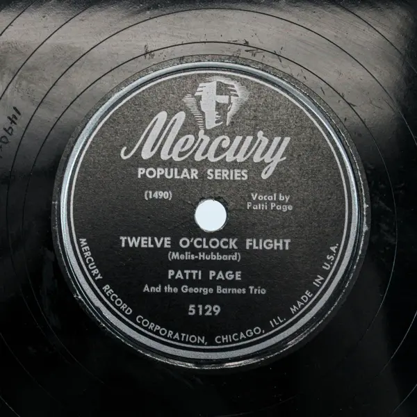 Patti Page & Geo. Barnes Trio Confess 12 O'Clock Flight 78 RPM 10" Mercury 5129