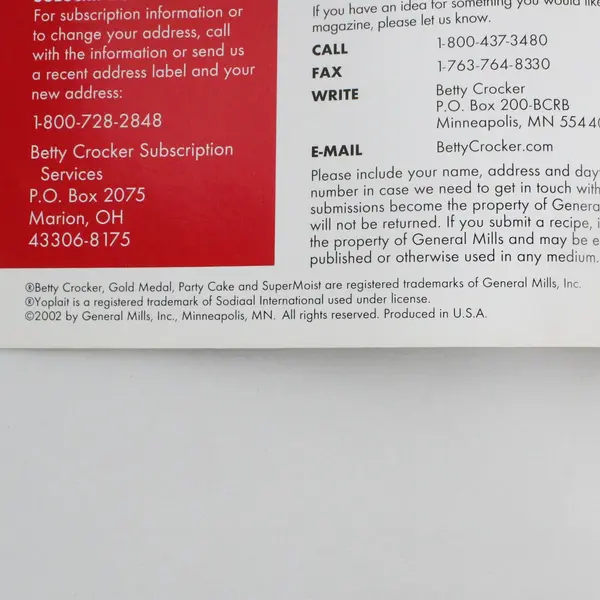 April 2002 #183 Betty Crocker Super Moist Cake Mix Recipes Booklet Pamphlet