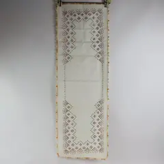 Vintage Multicolor Fan Diamond Embroidered Table Runner Dresser Scarf 13x39