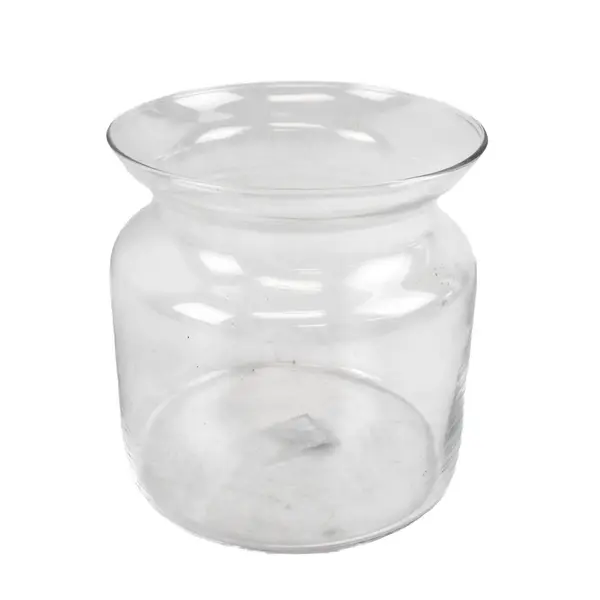 Clear Glass Flower Vase Round Cinched Decorative 6 Inch Tall