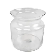 Clear Glass Flower Vase Round Cinched Decorative 6 Inch Tall