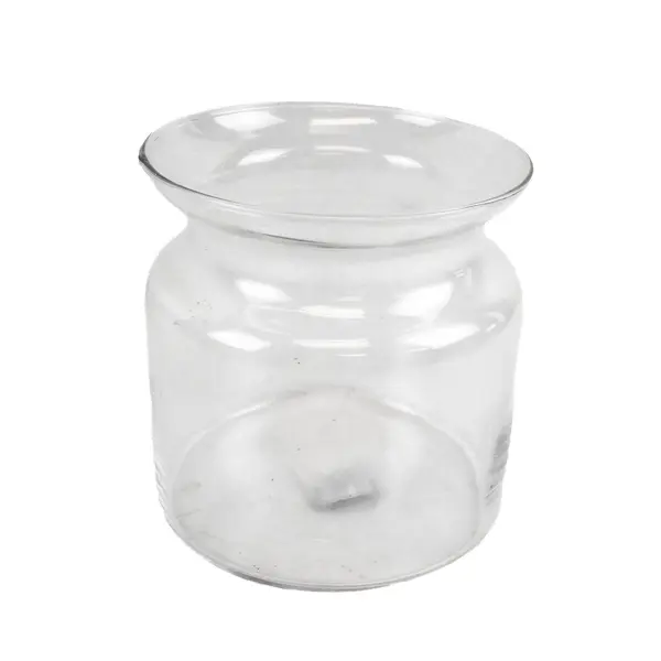 Clear Glass Flower Vase Round Cinched Decorative 6 Inch Tall