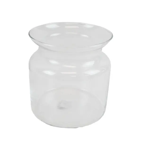 Clear Glass Flower Vase Round Cinched Decorative 6 Inch Tall