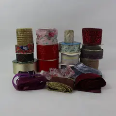 Lot of 20 Vintage Partial Ribbon Rolls Assorted Colors Crafting