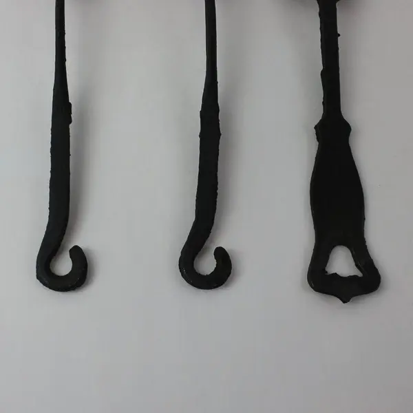 Set of 3 Vintage Cast Iron Utensils: Fork , Ladle & Strainer Rustic Black Taiwan