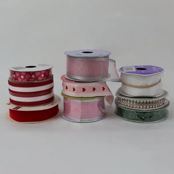 Lot of 9 Partial Ribbon Rolls Offray Cleo Celebrate It Jo-Ann Holiday