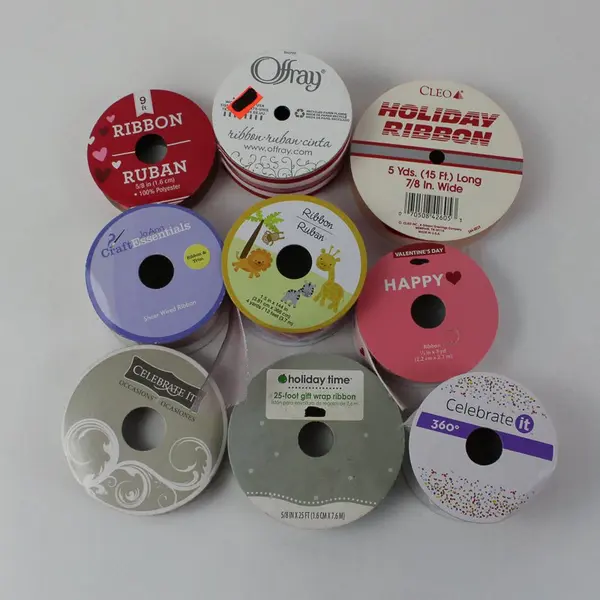 Lot of 9 Partial Ribbon Rolls Offray Cleo Celebrate It Jo-Ann Holiday