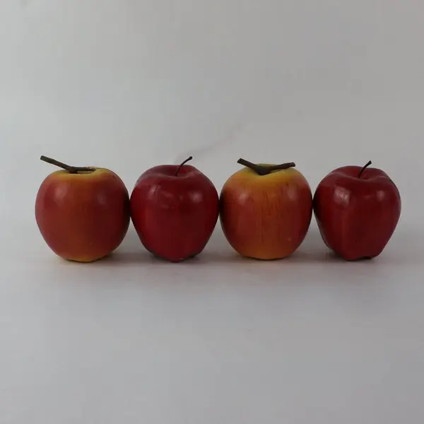 Lot of 4 Artificial Plastic Red Apples Faux Fruit 3 Inch Decor