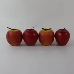 Lot of 4 Artificial Plastic Red Apples Faux Fruit 3 Inch Decor