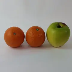 Lot of 3 Artificial Decorative Fruit: 1 Apple, 2 Oranges