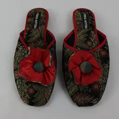 Mellow World Women's Floral Brocade Slipper Flats Gold Red Size 8