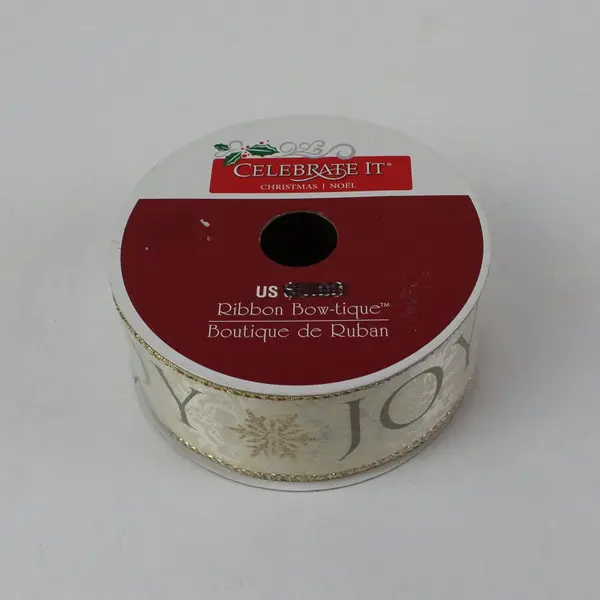 Lot of 3 Holiday Wired Edge Ribbon: Sparkling Red, Gold & Cream, Asstd. New  