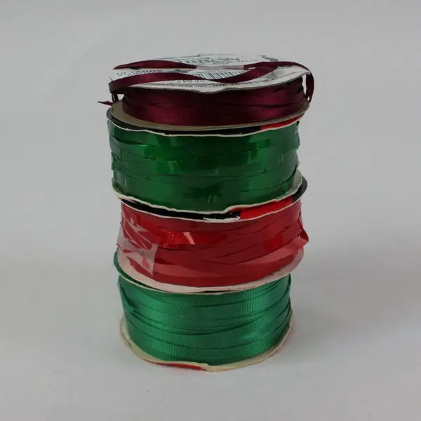 Lot of 4 Curling Ribbon Spools Gif-Tye C&G Wrights Holiday Red Green