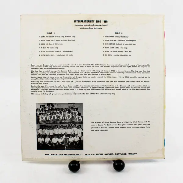 1965 Northwestern Inc 2632 Stereophonic Interfraternity Sing Oregon State LP