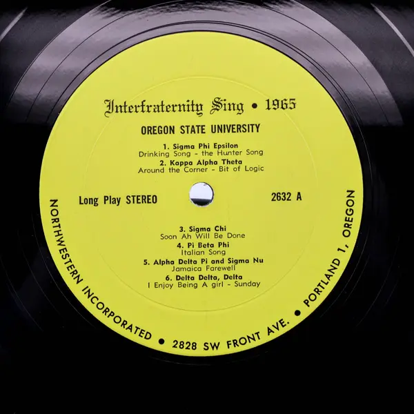 1965 Northwestern Inc 2632 Stereophonic Interfraternity Sing Oregon State LP