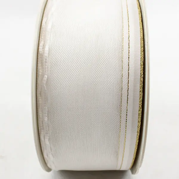 Lot of 2 White Vintage Ribbon Spools McGinley Mills Satin Charme Bord