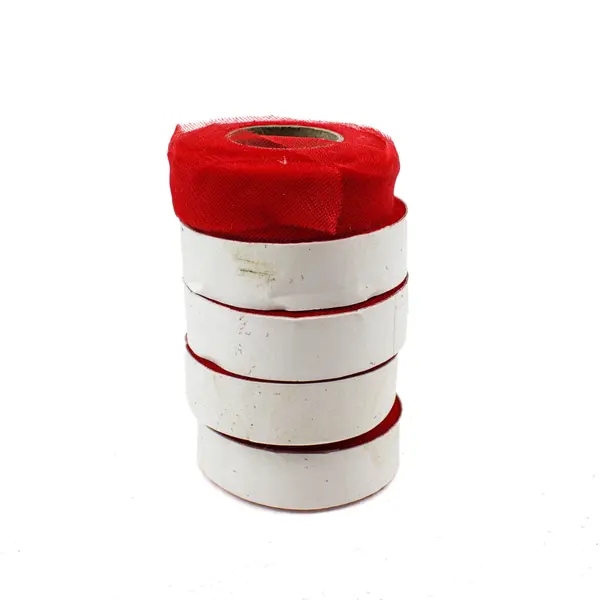 Lot of 5 Red Tulle Mesh Ribbon Rolls Translucent Approx 2.4in Diameter
