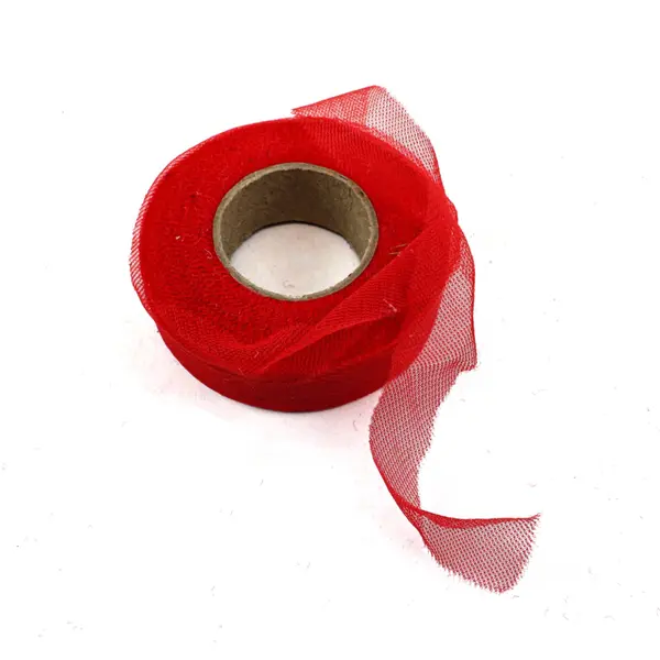Lot of 5 Red Tulle Mesh Ribbon Rolls Translucent Approx 2.4in Diameter