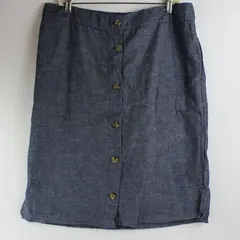 Da-sh Women's Large Blue Linen Blend Button Front Midi Skirt