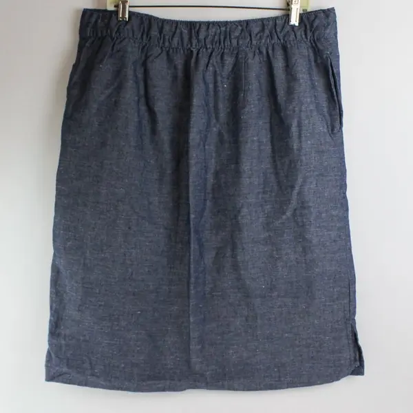 Da-sh Women's Large Blue Linen Blend Button Front Midi Skirt