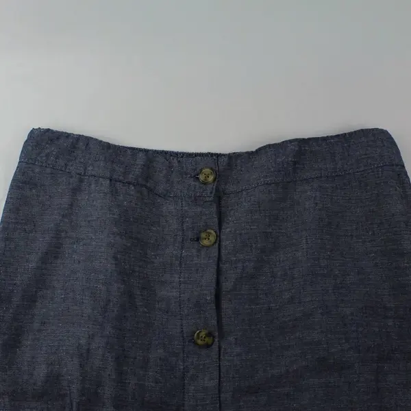 Da-sh Women's Large Blue Linen Blend Button Front Midi Skirt