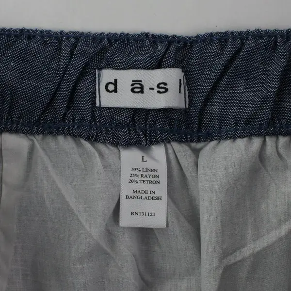 Da-sh Women's Large Blue Linen Blend Button Front Midi Skirt