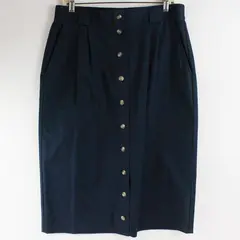 EHL W2372M Vintage Navy 100% Cotton Button-Front Midi Pencil Skirt Women's 16