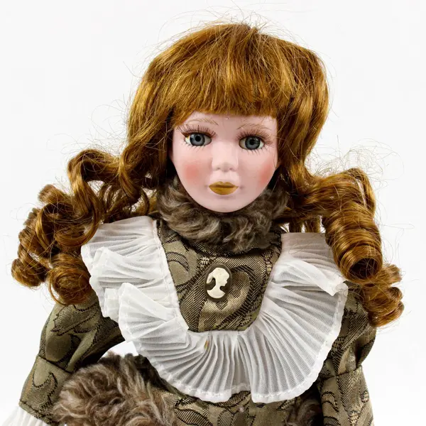 Phoenix Custom Promotions Porcelain Doll Victorian-Style Fur Trim Beige Gold