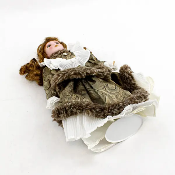 Phoenix Custom Promotions Porcelain Doll Victorian-Style Fur Trim Beige Gold
