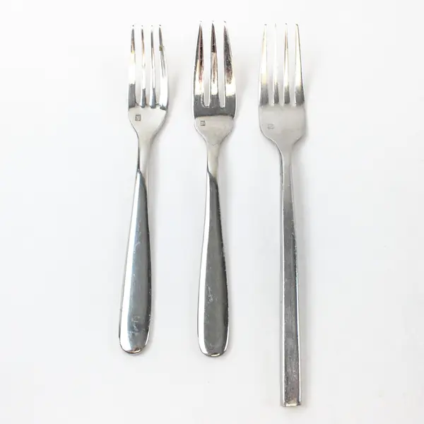 Lot of 3 Mixed Fortessa Stainless Steel Forks Unknown Patterns