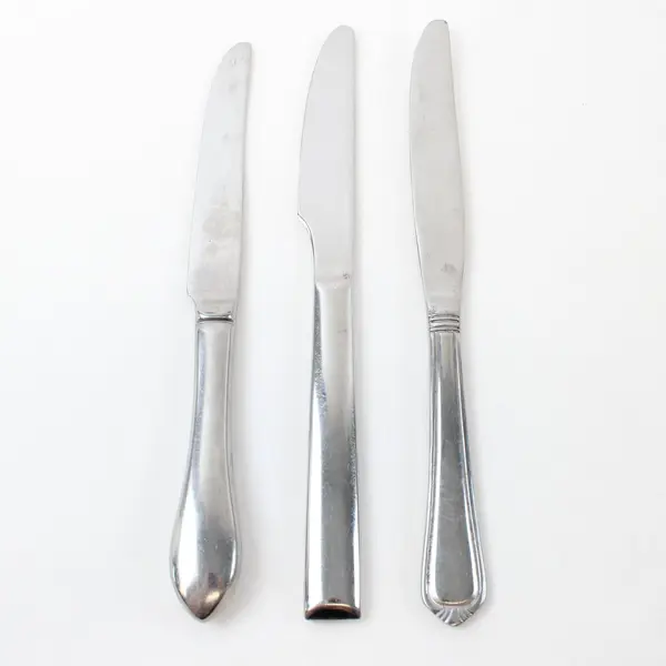 Lot of 3 Mixed Brand Stainless Steel Dinner Knives International China Fortessa