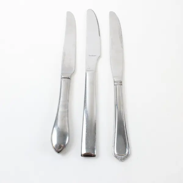 Lot of 3 Mixed Brand Stainless Steel Dinner Knives International China Fortessa