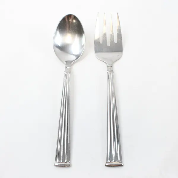 Lot of 2 Pfaltzgraff Savannah Stainless Steel Serving Fork and Serving Spoon 8"
