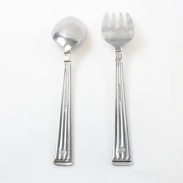 Lot of 2 Pfaltzgraff Savannah Stainless Steel Serving Fork and Serving Spoon 8"