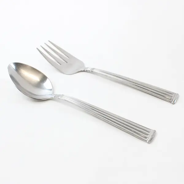 Lot of 2 Pfaltzgraff Savannah Stainless Steel Serving Fork and Serving Spoon 8"