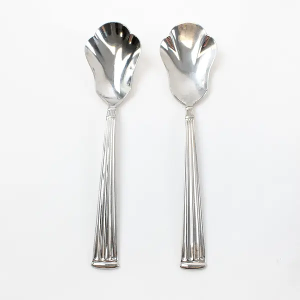 Lot of 2 Pfaltzgraff Savannah Stainless Steel Shell Serving Spoons 6"