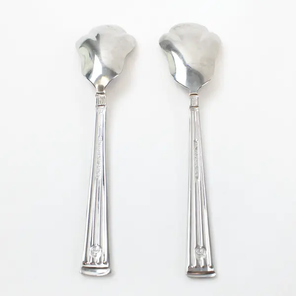Lot of 2 Pfaltzgraff Savannah Stainless Steel Shell Serving Spoons 6"