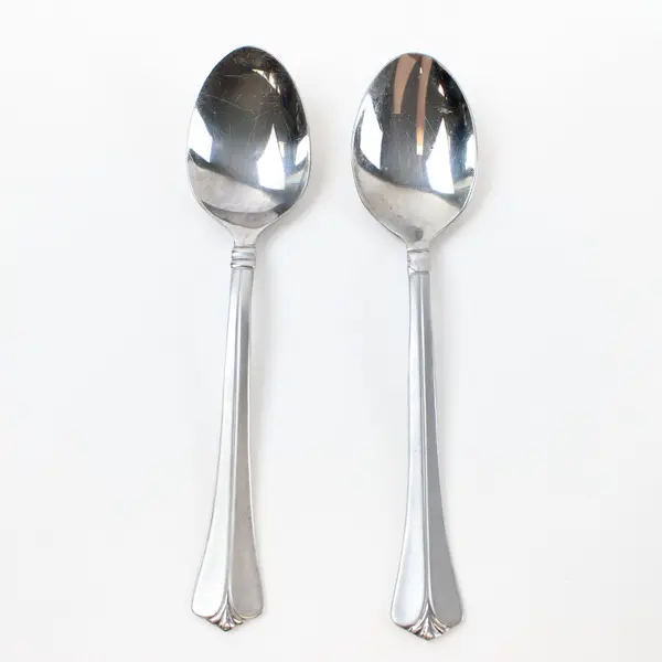 Lot of 2 Pfaltzgraff Satin Wentworth Stainless Steel Oval Soup Spoons 6.75"