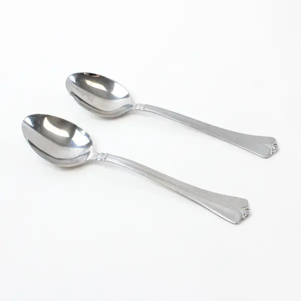 Lot of 2 Pfaltzgraff Satin Wentworth Stainless Steel Oval Soup Spoons 6.75"