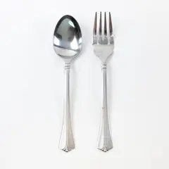 Lot of 2 Pfaltzgraff Satin Wentworth Stainless Steel Soup Spoon and Salad Fork 
