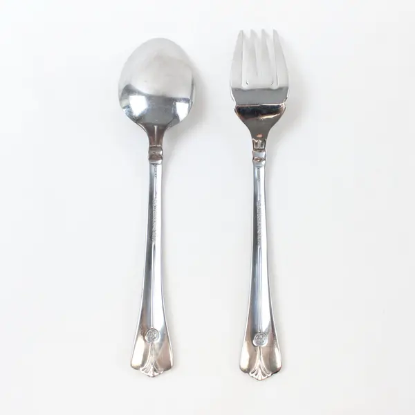 Lot of 2 Pfaltzgraff Satin Wentworth Stainless Steel Soup Spoon and Salad Fork 