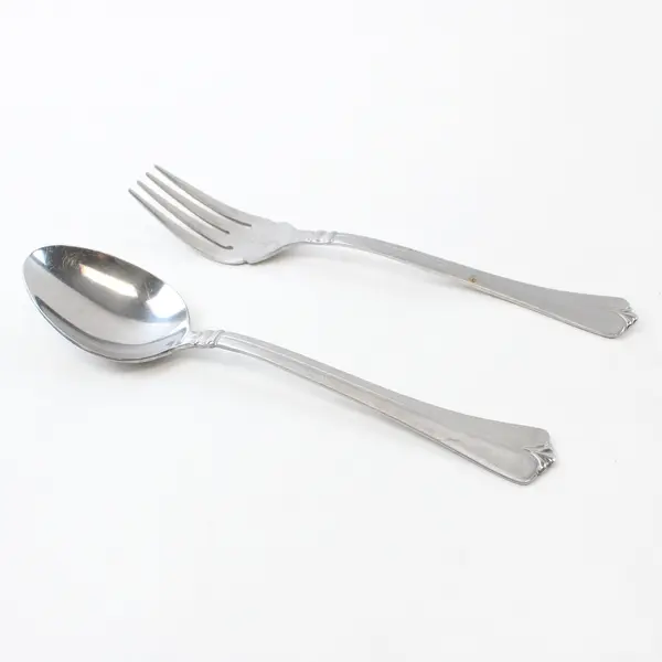 Lot of 2 Pfaltzgraff Satin Wentworth Stainless Steel Soup Spoon and Salad Fork 